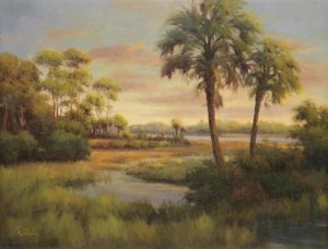 R Rutley - River Cove With Palms I