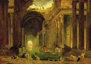 Hubert Robert - Vue Imaginaire de la Grande Galerie en Ruins