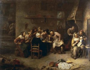 Gillis Van Tilborch - Peasants Drinking and Smoking In An Inn