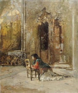 Mose Bianchi - A Woman at Prayer In a Church
