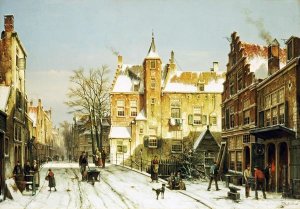Willem Koekkoek - A Dutch Village In Winter