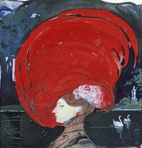 Leo Schnug - A Lady In a Large Red Hat