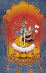 Basohli School - Vishnu and Lakshmi Enthroned