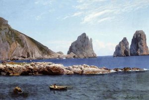 Albert Bierstadt - Rowing Off The Rocks