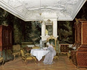 Adolf Heinrich Claus Hansen - A Lady In An Interior, Fredensborg