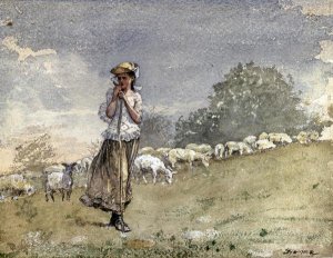 Winslow Homer - Tending Sheep, Houghton Farm