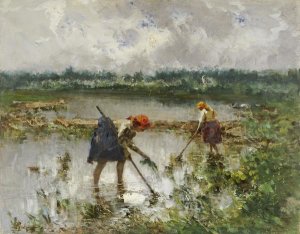 Pompeo Mariani - Women at Work In Rice Fielda