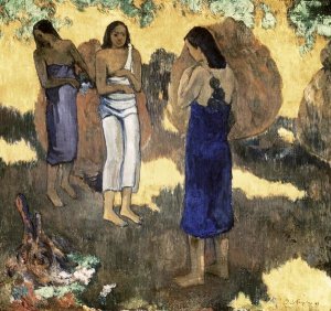Paul Gauguin - Women Standing Against A Yellow Background Femmes Debout Sur Fond Jaune