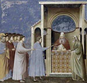 Giotto - Virgin's Suitors Presenting Their Rods