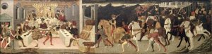 Master of Jarves Cassoni - Story of Alatiel On Horseback and at a Banque