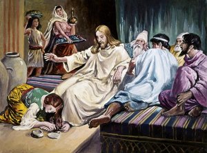 Sir Francis Dicksee - Magdalene Washing Christ's Feet
