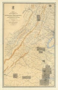 United States War Department - Civil War Map of the Region between Gettysburg, PA and Appomattox Court House, VA, 1869