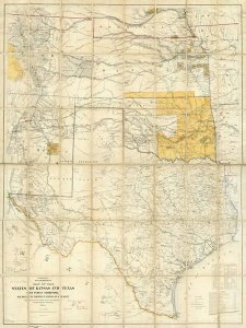 United States War Department - Map of The States of Kansas and Texas and Indian Territory, 1867