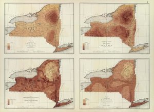 Henry Gannett - New York: rainfall, population, elevation, temperature, 1895