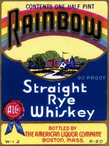 Vintage Booze Labels - Rainbow Straight Rye Whiskey