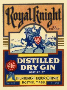 Vintage Booze Labels - Royal Knight Distilled Dry Gin