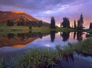 Tim Fitzharris - Mount Baldy at sunset reflected in lake along Paradise Divide, Colorado