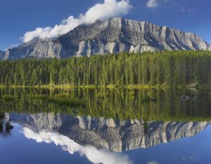 Tim Fitzharris - Mount Rundle and boreal forest reflected in Johnson Lake, Banff National Park, Alberta, Canada