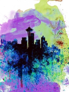NAXART Studio - Seattle Watercolor Skyline 1