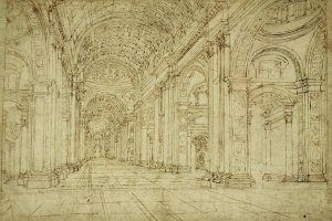 Unknown - Interior of Saint Peter's Basilica, 17th century