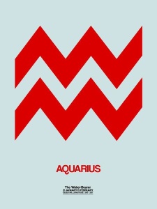 NAXART Studio - Aquarius Zodiac Sign Red