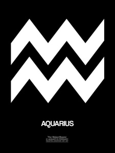 NAXART Studio - Aquarius Zodiac Sign White