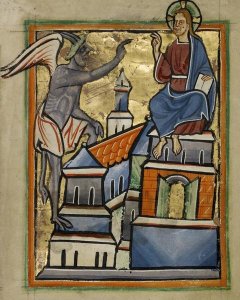 Unknown 12th Century English Illuminator - The Second Temptation