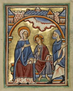 Unknown 12th Century English Illuminator - Christ Blessing His Parents