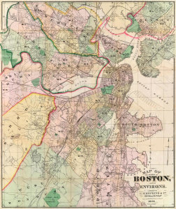 G.M. Hopkins - Map of The City of Boston and its Environs, 1874