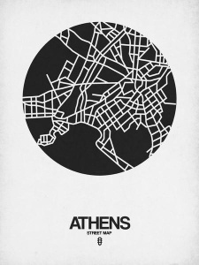 NAXART Studio - Athens Street Map Black on White