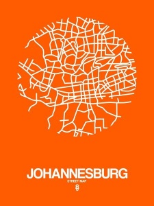 NAXART Studio - Johannesburg Street Map Orange