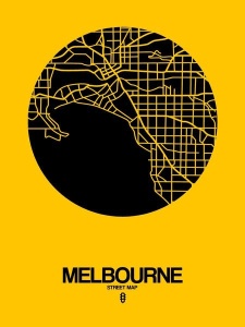 NAXART Studio - Melbourne Street Map Yellow