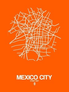 NAXART Studio - Mexico City Street Map Orange