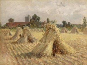 Heywood Hardy - Corn Stooks by Bray Church, 1872
