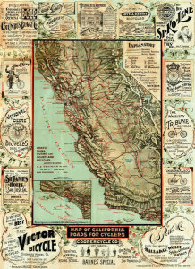 George W. Blum - Map of California Roads for Cyclers, 1896