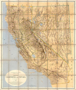 California Geological Survey - Map of California and Nevada, 1874