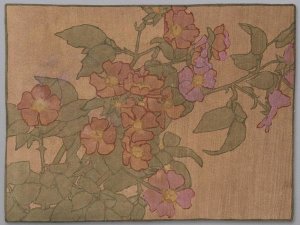 Hannah Borger Overbeck - Pink Roses on Terracotta Color Ground