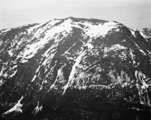 Ansel Adams - Full view of barren mountain side with snow, in Rocky Mountain National Park, Colorado, ca. 1941-1942