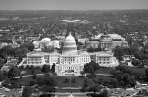 Carol Highsmith - Aerial view, United States Capitol building, Washington, D.C. - Black and White Variant