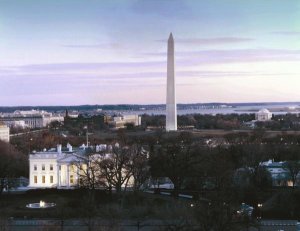 Carol Highsmith - Dawn over the White House, Washington Monument, and Jefferson Memorial, Washington, D.C. - Vintage Style Photo Tint Variant