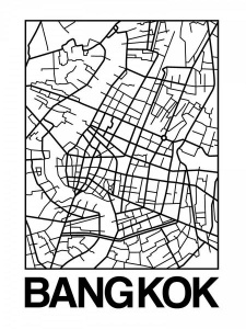 NAXART Studio - White Map of Bangkok