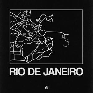 NAXART Studio - Black Map of Rio De Janeiro