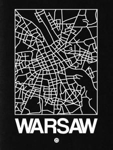 NAXART Studio - Black Map of Warsaw