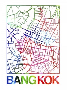 NAXART Studio - Bangkok Watercolor Street Map