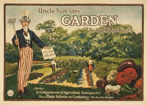 Unknown 20th Century American Artist - Uncle Sam says - garden to cut food costs, 1917