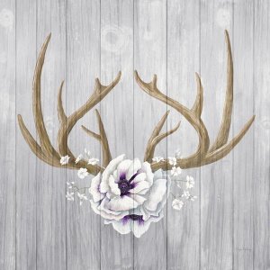 Elyse DeNeige - Antlers and Poppies II Sq