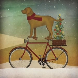 Ryan Fowler - Yellow Lab on Bike Christmas