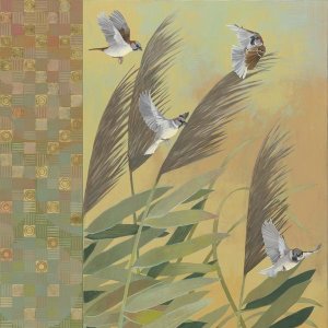 Kathrine Lovell - Sparrows and Phragmates August Evening