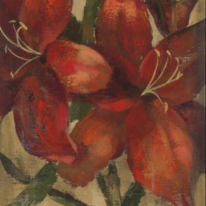 Silvia Vassileva - Vivid Red Lily on Gold Crop