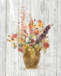 Cheri Blum - Wild Flowers in Vase I on Barn Board